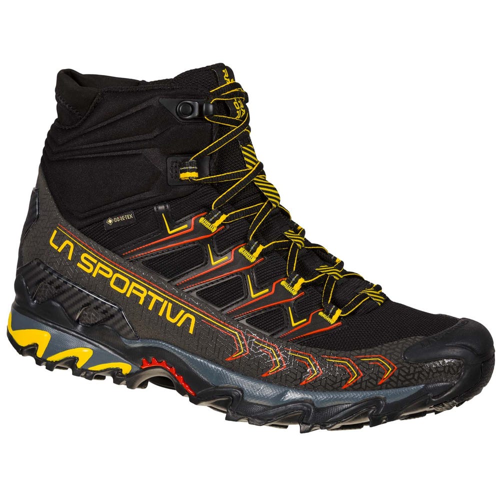 Botas de Montaña La Sportiva Ultra Raptor II Mid GTX Hombre Negras/Amarillo Chile-4271659